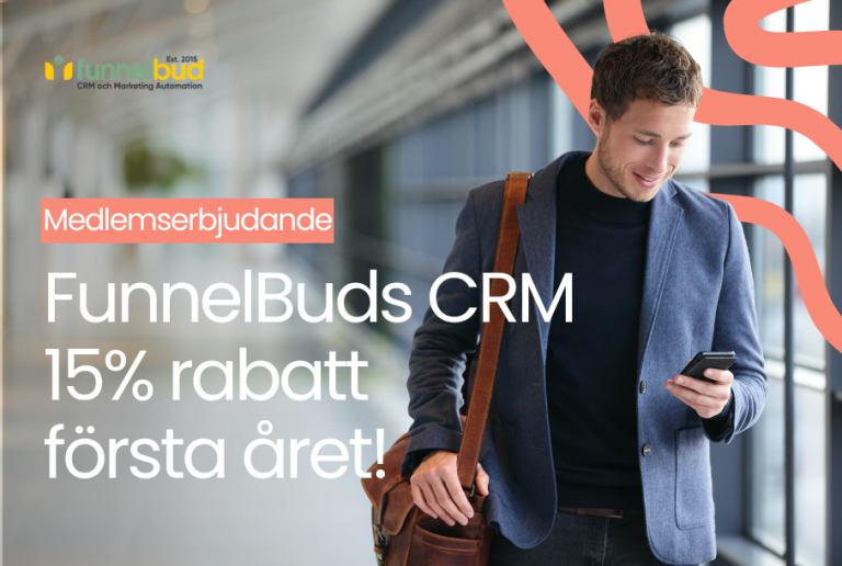 Säkra din tillväxt med FunnelBuds CRM – 15% rabatt första året!