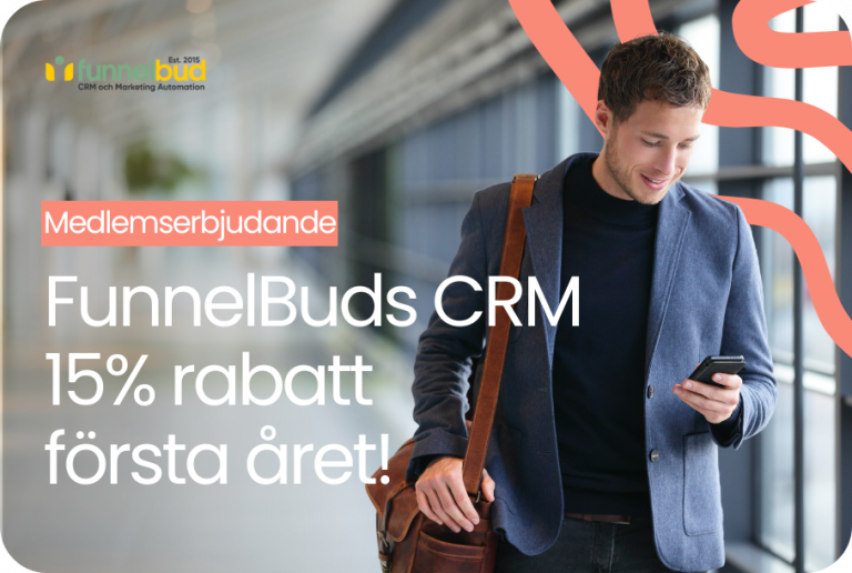 Säkra din tillväxt med FunnelBuds CRM – 15% rabatt första året!